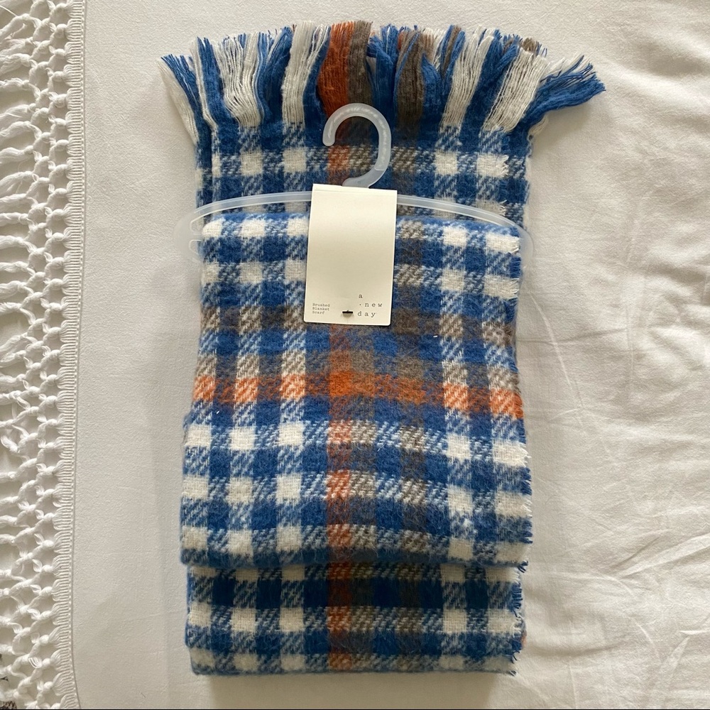 Blue and Orange Blanket Scarf